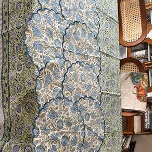 BLOCK PRINT Floral Green and Blue placemats set of 8